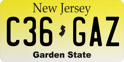 NJ license plate C36GAZ