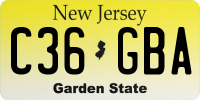 NJ license plate C36GBA
