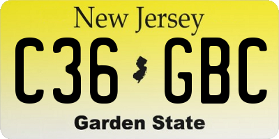 NJ license plate C36GBC