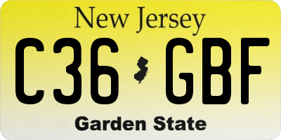NJ license plate C36GBF