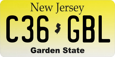 NJ license plate C36GBL