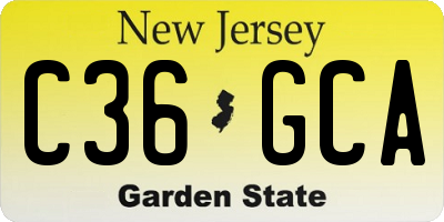 NJ license plate C36GCA