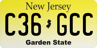 NJ license plate C36GCC