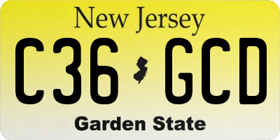 NJ license plate C36GCD