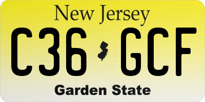 NJ license plate C36GCF
