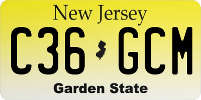 NJ license plate C36GCM