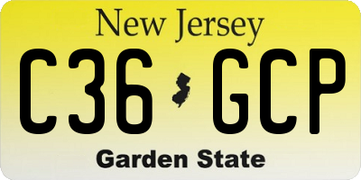 NJ license plate C36GCP