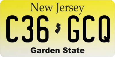 NJ license plate C36GCQ