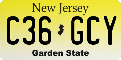 NJ license plate C36GCY