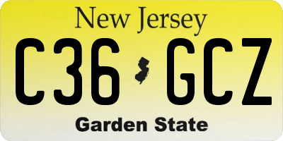 NJ license plate C36GCZ