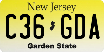NJ license plate C36GDA