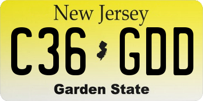 NJ license plate C36GDD