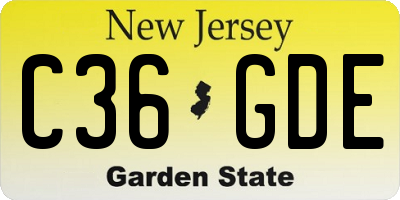 NJ license plate C36GDE