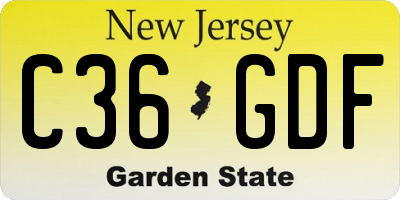 NJ license plate C36GDF