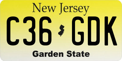 NJ license plate C36GDK