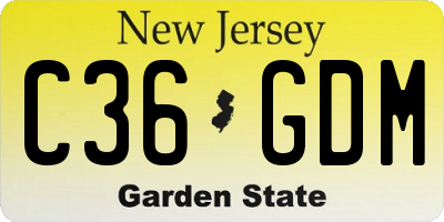 NJ license plate C36GDM