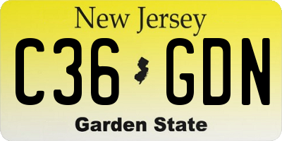 NJ license plate C36GDN