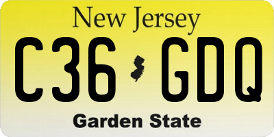 NJ license plate C36GDQ
