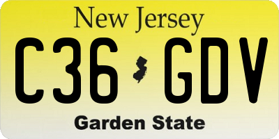 NJ license plate C36GDV
