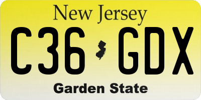NJ license plate C36GDX