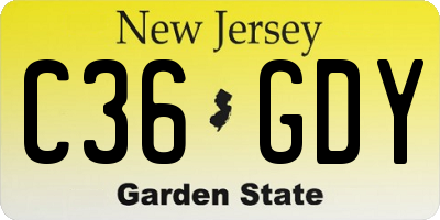 NJ license plate C36GDY
