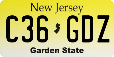NJ license plate C36GDZ