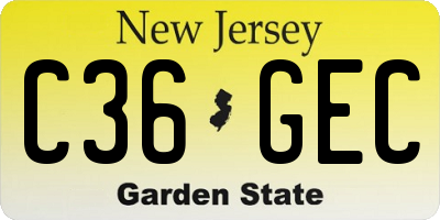 NJ license plate C36GEC