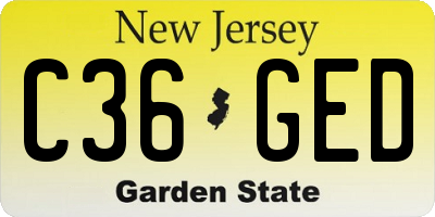 NJ license plate C36GED