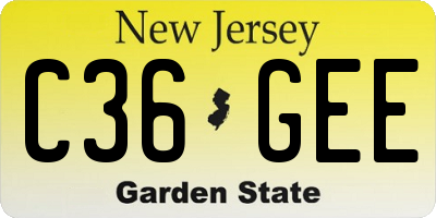NJ license plate C36GEE