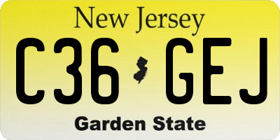 NJ license plate C36GEJ