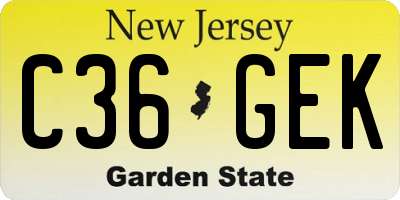 NJ license plate C36GEK