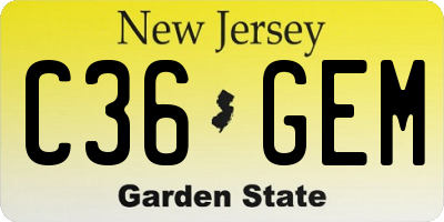 NJ license plate C36GEM