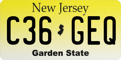 NJ license plate C36GEQ