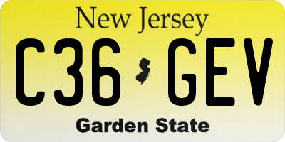 NJ license plate C36GEV
