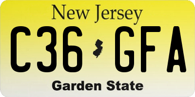 NJ license plate C36GFA