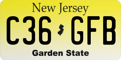 NJ license plate C36GFB