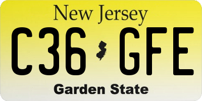 NJ license plate C36GFE