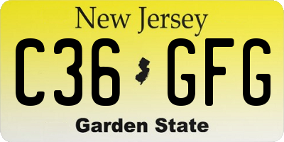 NJ license plate C36GFG