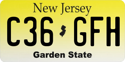 NJ license plate C36GFH