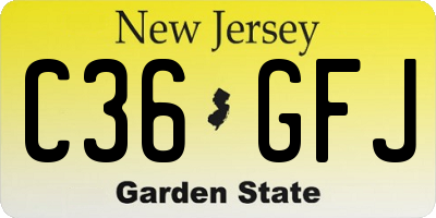 NJ license plate C36GFJ