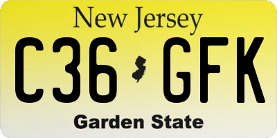 NJ license plate C36GFK