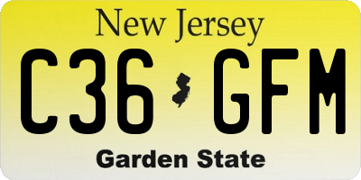 NJ license plate C36GFM