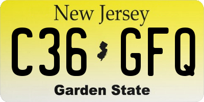 NJ license plate C36GFQ