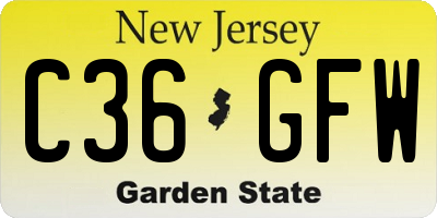 NJ license plate C36GFW