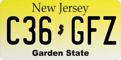 NJ license plate C36GFZ