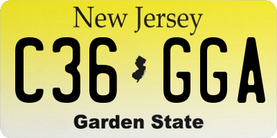 NJ license plate C36GGA
