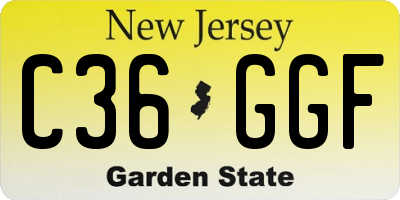 NJ license plate C36GGF