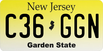 NJ license plate C36GGN
