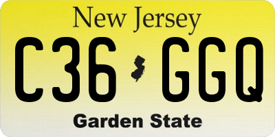 NJ license plate C36GGQ