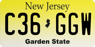 NJ license plate C36GGW